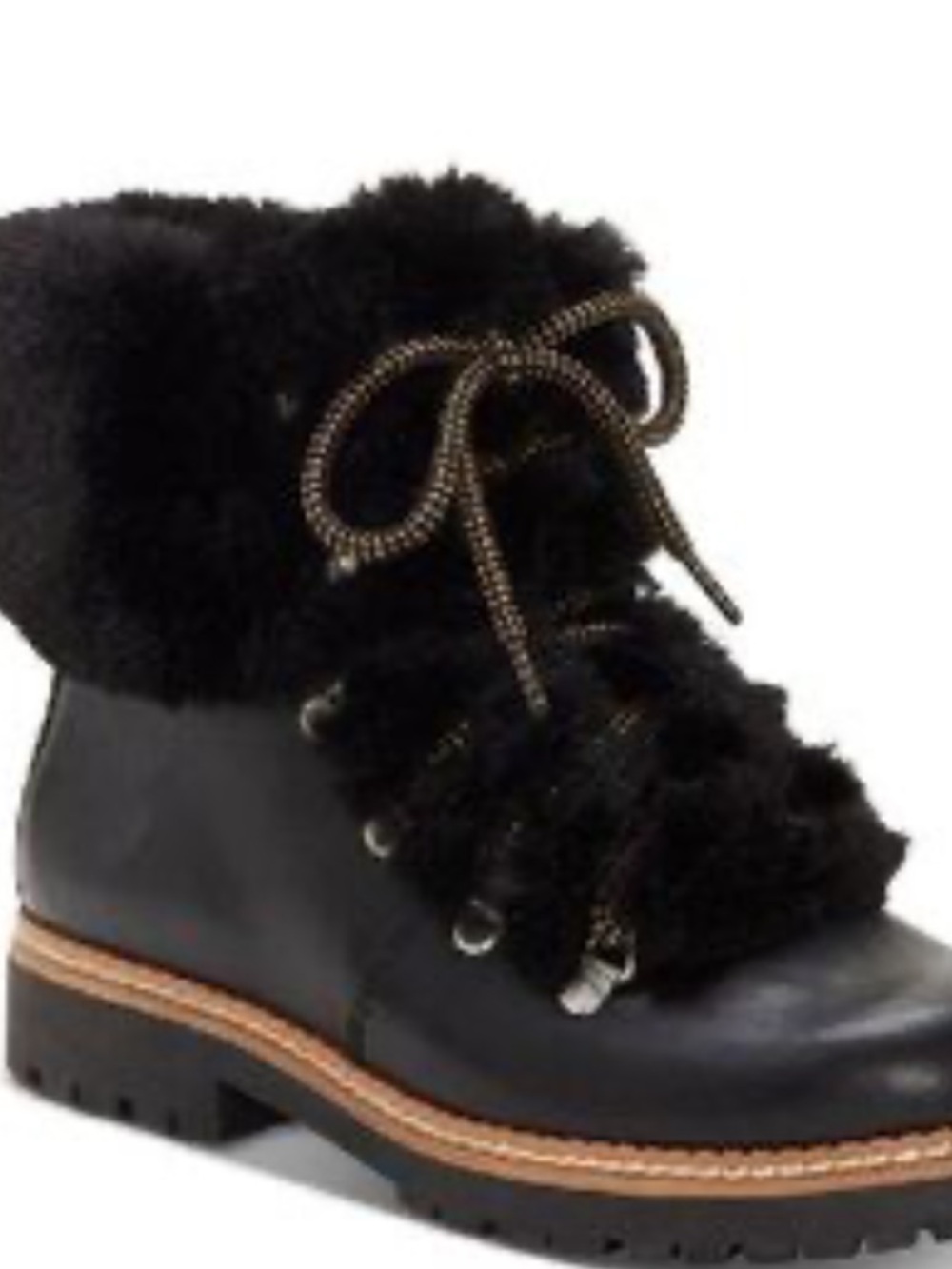 INC Black Faux Fur Lace-Up Ankle Boots - Women, 10